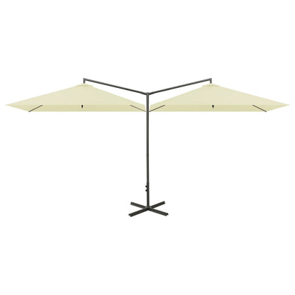 Ombrellone Doppio con Palo in Acciaio Sabbia 600x300 cm | homemem39