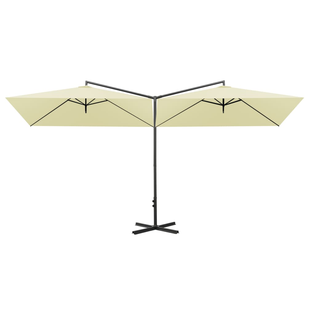 Ombrellone Doppio con Palo in Acciaio Sabbia 600x300 cm | homemem39