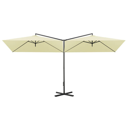 Ombrellone Doppio con Palo in Acciaio Sabbia 600x300 cm | homemem39