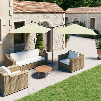 Ombrellone Doppio con Palo in Acciaio Sabbia 600x300 cm | homemem39
