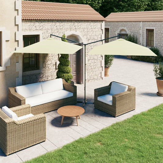 Ombrellone Doppio con Palo in Acciaio Sabbia 600x300 cm | homemem39