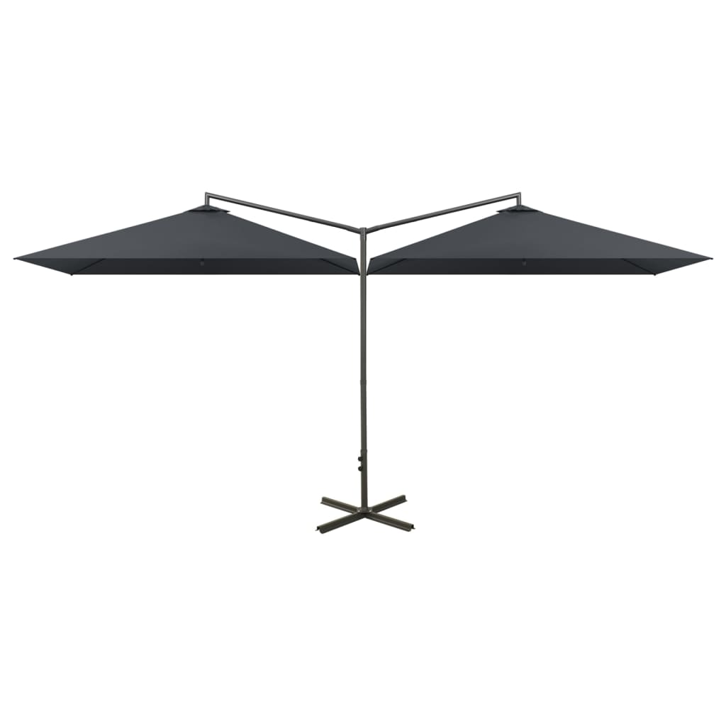 Ombrellone Doppio con Palo in Acciaio Antracite 600x300 cm | homemem39