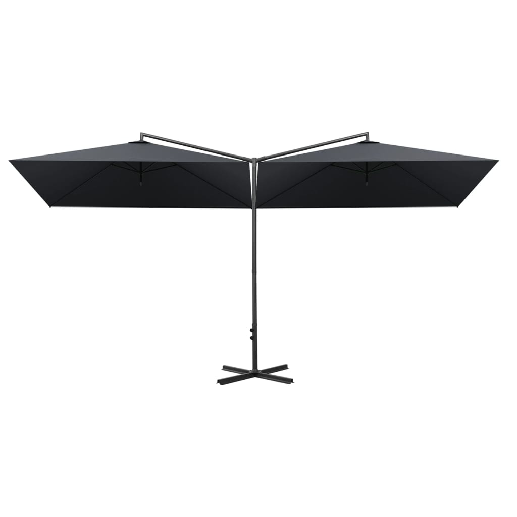 Ombrellone Doppio con Palo in Acciaio Antracite 600x300 cm | homemem39