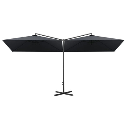 Ombrellone Doppio con Palo in Acciaio Antracite 600x300 cm | homemem39