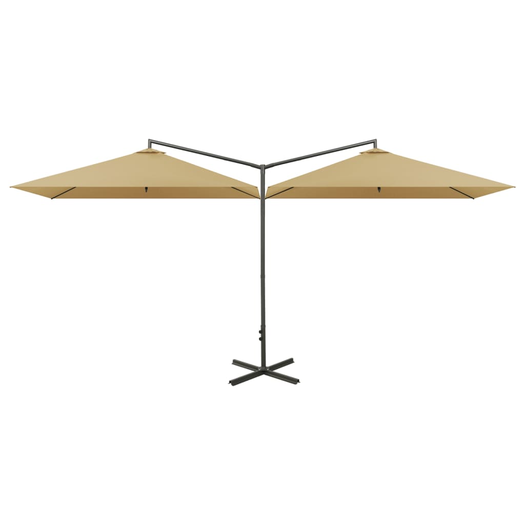 Ombrellone Doppio con Palo in Acciaio Tortora 600x300 cm | homemem39