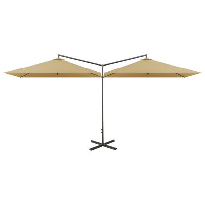 Ombrellone Doppio con Palo in Acciaio Tortora 600x300 cm | homemem39