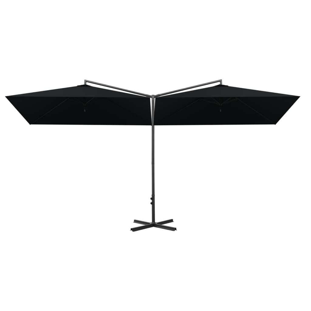 Ombrellone Doppio con Palo in Acciaio Nero 600x300 cm | homemem39
