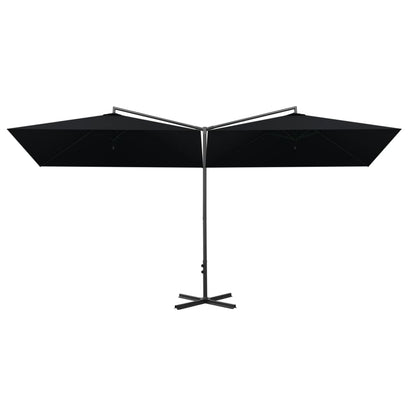 Ombrellone Doppio con Palo in Acciaio Nero 600x300 cm | homemem39