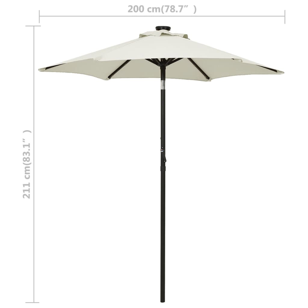 Ombrellone da Giardino con Luci LED Sabbia 200x211 cm Alluminio | homemem39