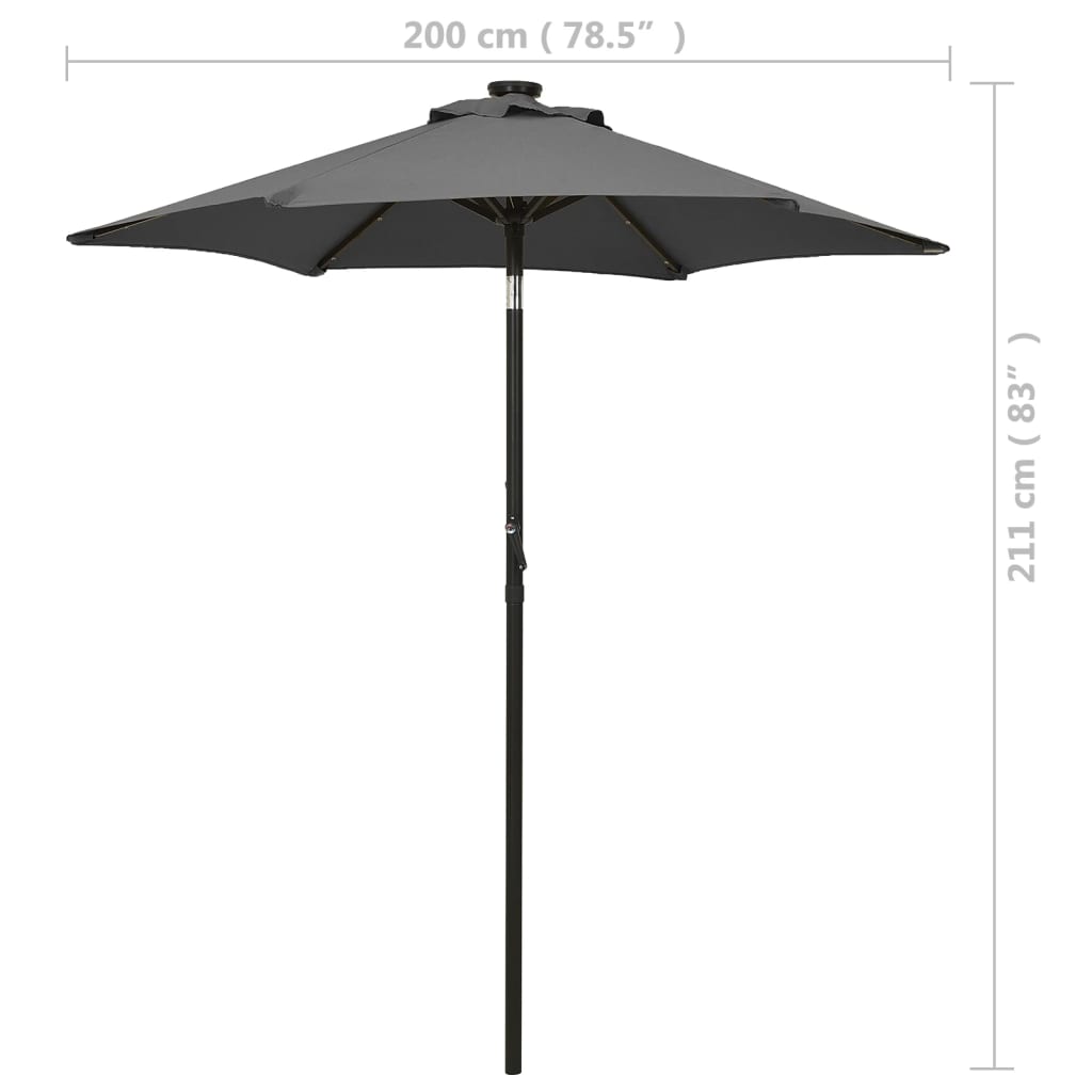 Ombrellone con Luci LED Antracite 200x211 cm in Alluminio | homemem39