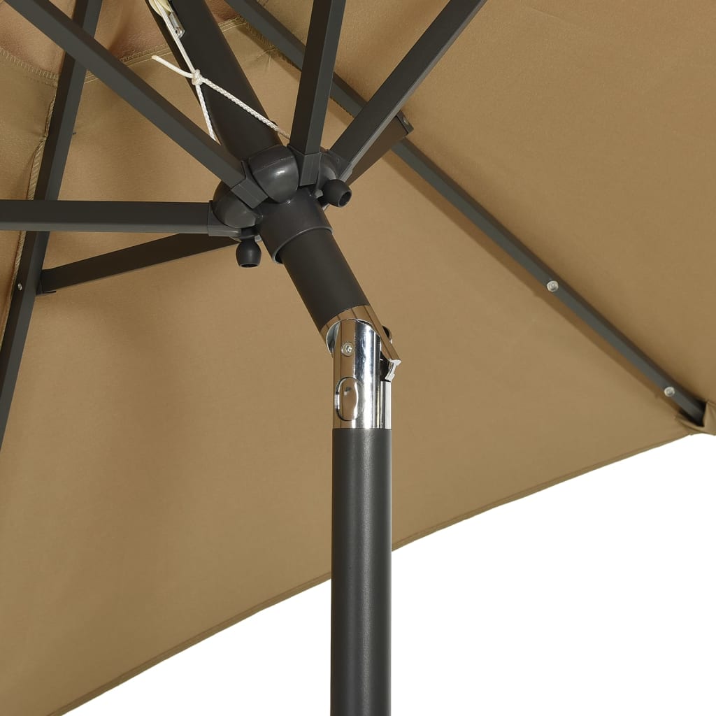 Ombrellone da Giardino con LED Tortora 200x211 cm in Alluminio | homemem39