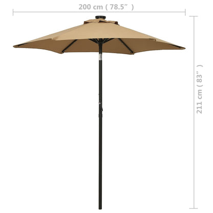 Ombrellone da Giardino con LED Tortora 200x211 cm in Alluminio | homemem39