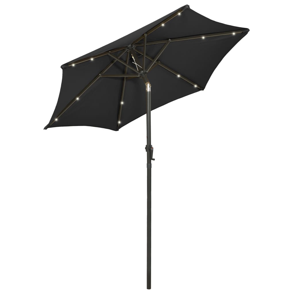 Ombrellone da Giardino con Luci LED Nero 200x211 cm Alluminio | homemem39