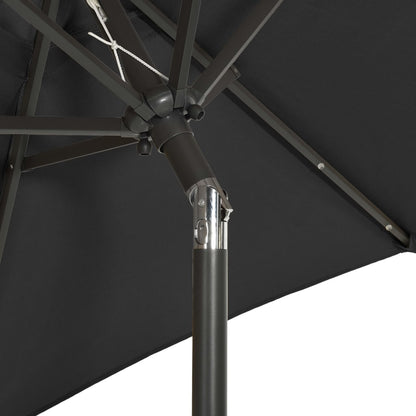 Ombrellone da Giardino con Luci LED Nero 200x211 cm Alluminio | homemem39