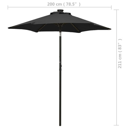 Ombrellone da Giardino con Luci LED Nero 200x211 cm Alluminio | homemem39