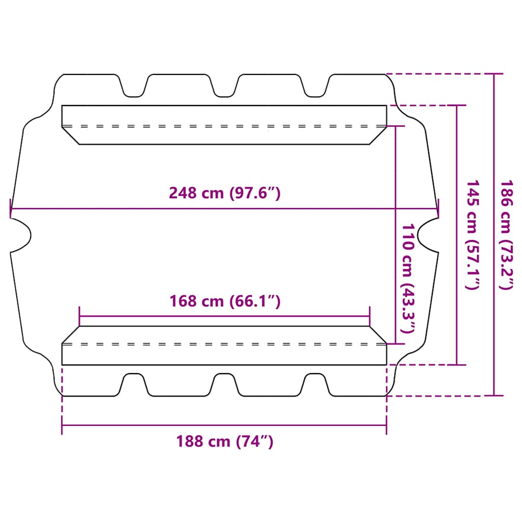 Baldacchino per Dondolo Giardino Antracite 188/168x145/110cm