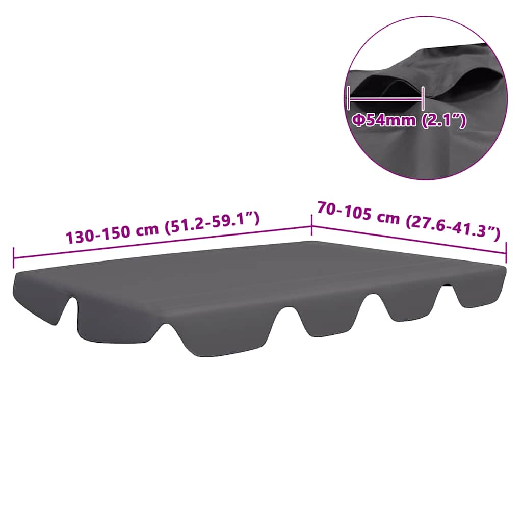 Baldacchino per Dondolo Giardino Antracite 150/130x105/70 cm