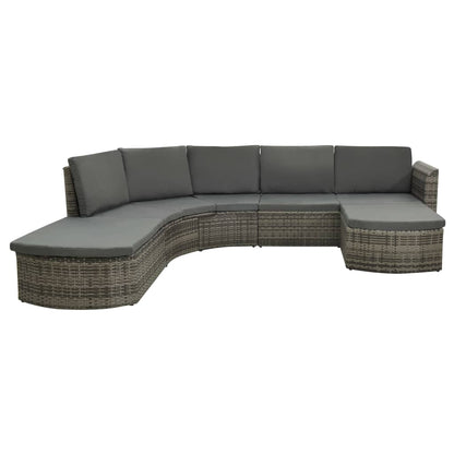 Set Divani da Giardino 4 pz con Cuscini in Polyrattan Grigio | homemem39