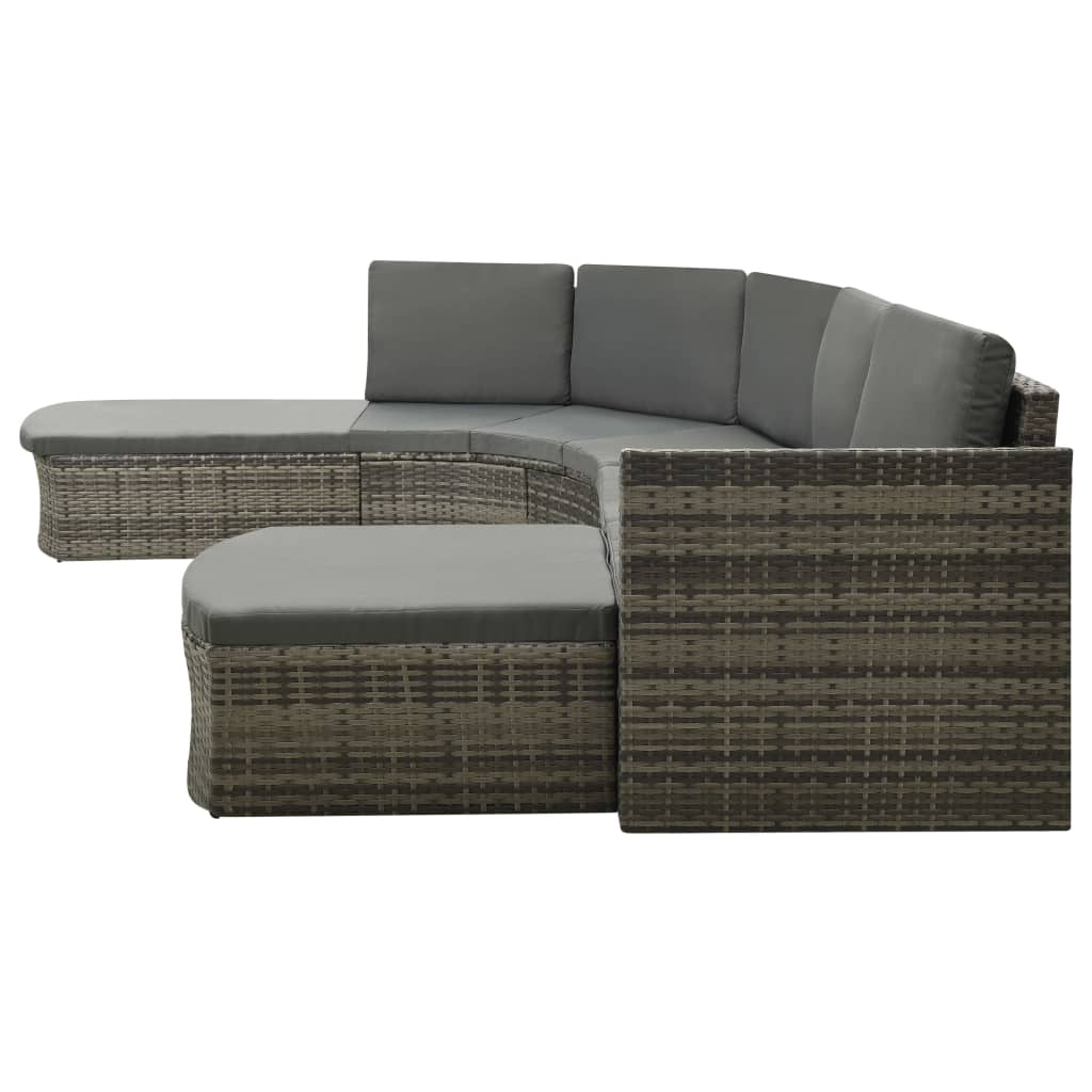 Set Divani da Giardino 4 pz con Cuscini in Polyrattan Grigio | homemem39