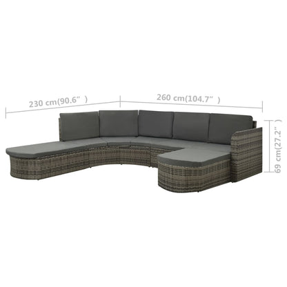 Set Divani da Giardino 4 pz con Cuscini in Polyrattan Grigio | homemem39