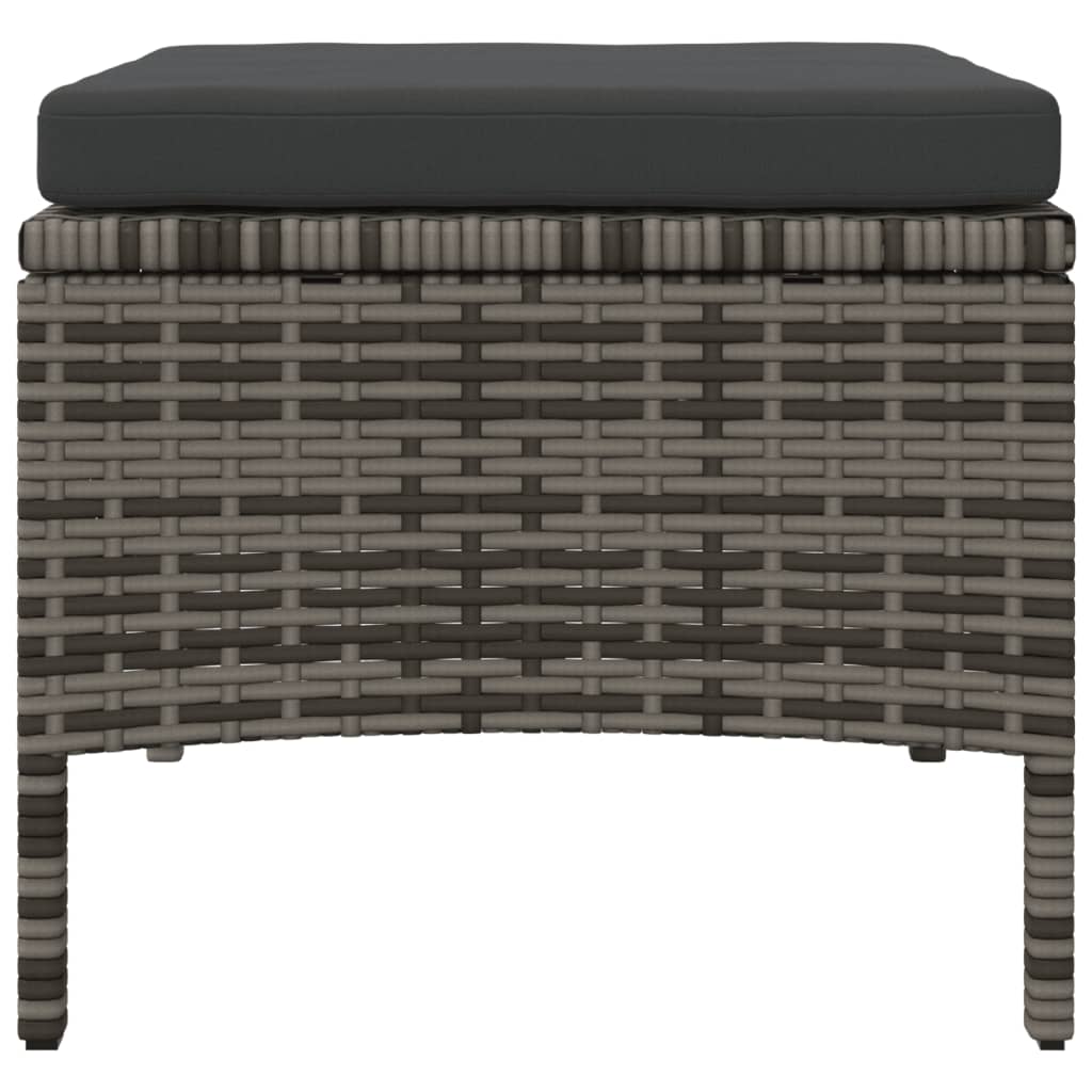 Divano da Giardino a 2 Posti Tavolino e Pouf Polyrattan Grigio | homemem39