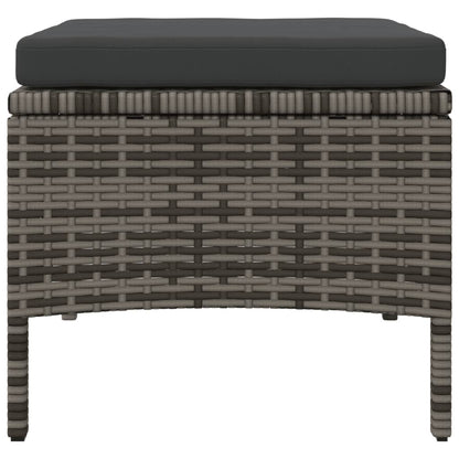 Divano da Giardino a 2 Posti Tavolino e Pouf Polyrattan Grigio | homemem39