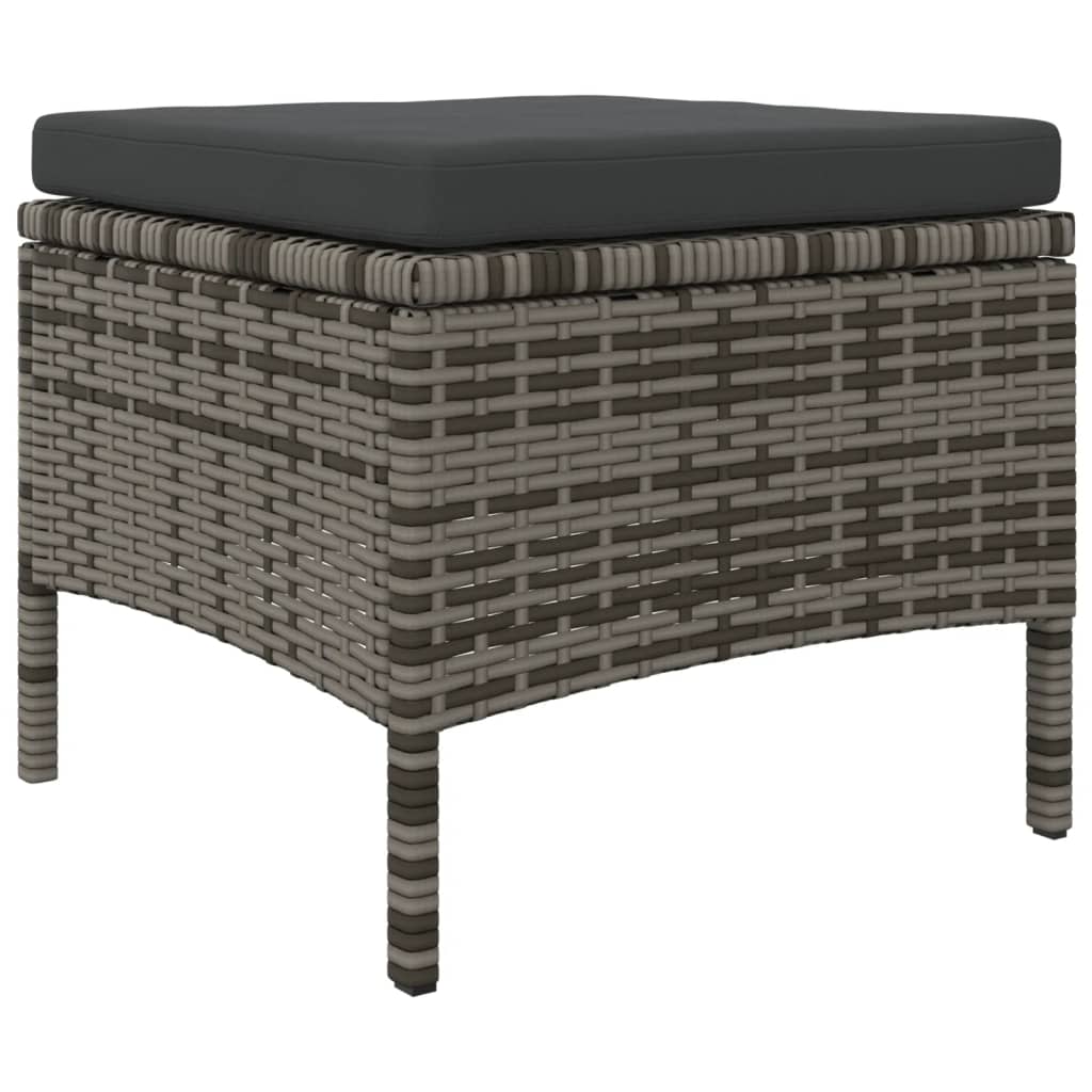 Divano da Giardino a 2 Posti Tavolino e Pouf Polyrattan Grigio | homemem39