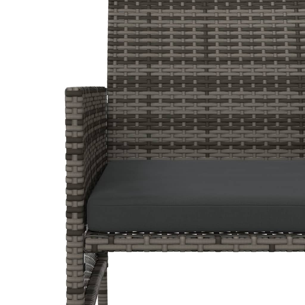 Divano da Giardino a 2 Posti Tavolino e Pouf Polyrattan Grigio | homemem39