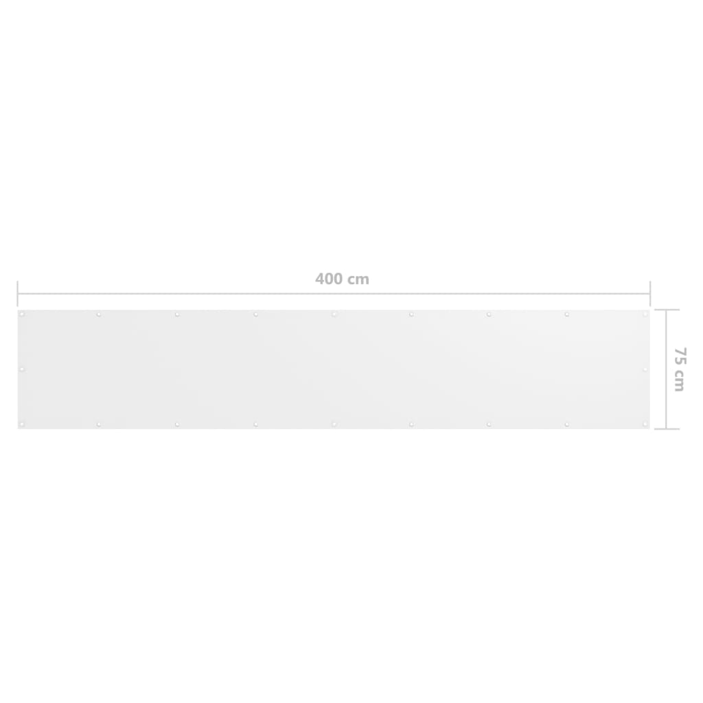 Paravento da Balcone Bianco 75x400 cm in Tessuto Oxford | homemem39