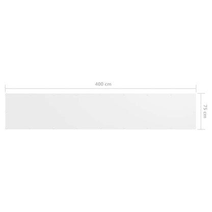 Paravento da Balcone Bianco 75x400 cm in Tessuto Oxford