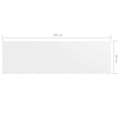 Paravento da Balcone Bianco 90x300 cm in Tessuto Oxford