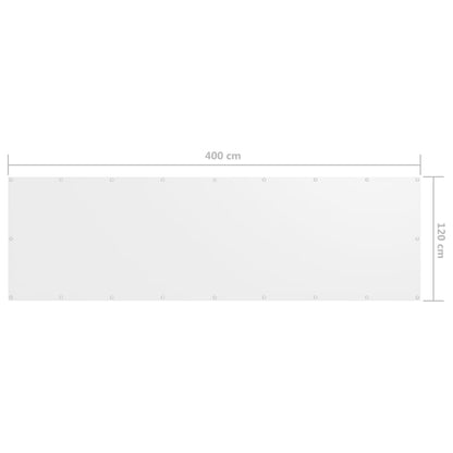 Paravento Balcone Bianco 120x400 cm Tessuto Oxford