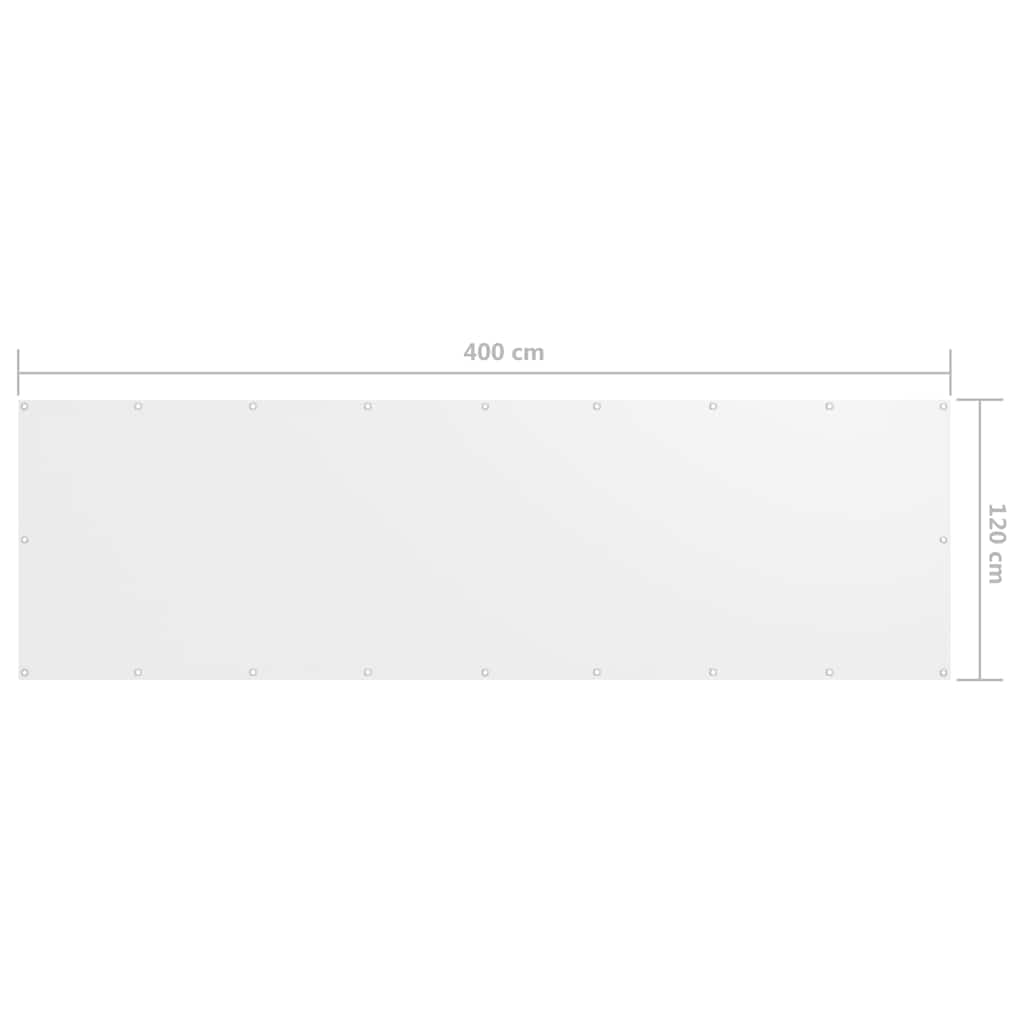 Paravento Balcone Bianco 120x400 cm Tessuto Oxford
