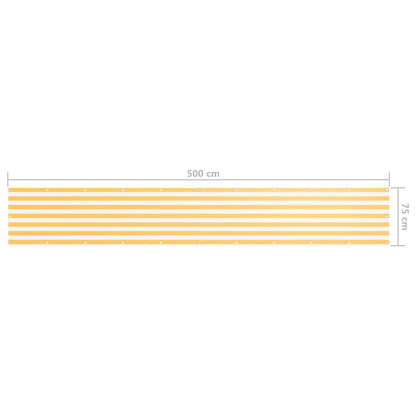 Paravento Balcone Bianco e Giallo 75x500 cm Tessuto Oxford | homemem39
