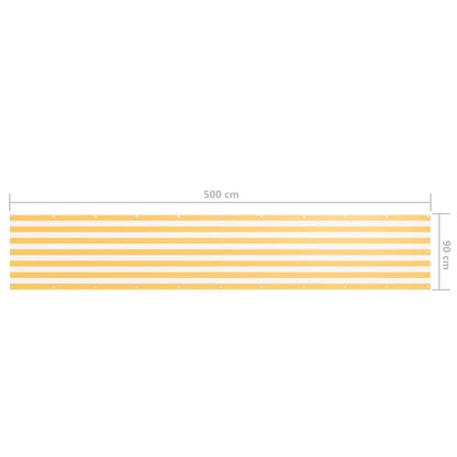 Paravento Balcone Bianco e Giallo 90x500 cm Tessuto Oxford