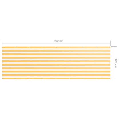 Paravento Balcone Bianco e Giallo 120x400 cm Tessuto Oxford