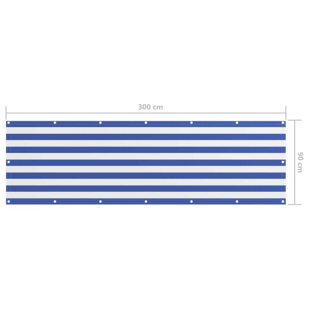 Paravento da Balcone Bianco e Blu 90x300 cm in Tessuto Oxford | homemem39