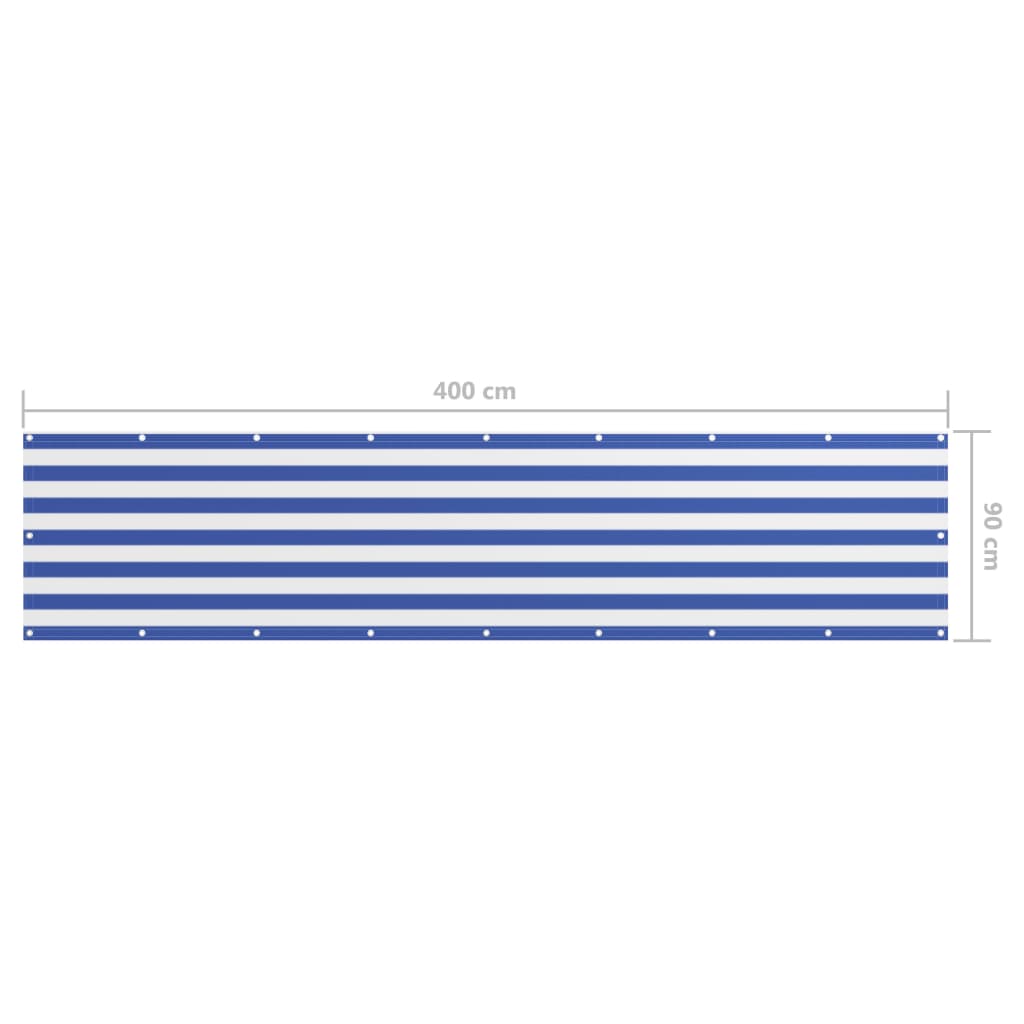 Paravento Balcone Bianco e Blu 90x400 cm in Tessuto Oxford | homemem39