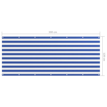 Paravento Balcone Bianco e Blu 120x300 cm Tessuto Oxford | homemem39
