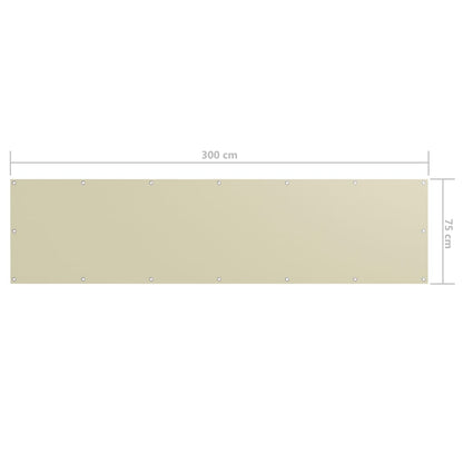 Paravento da Balcone Crema 75x300 cm Tessuto Oxford | homemem39