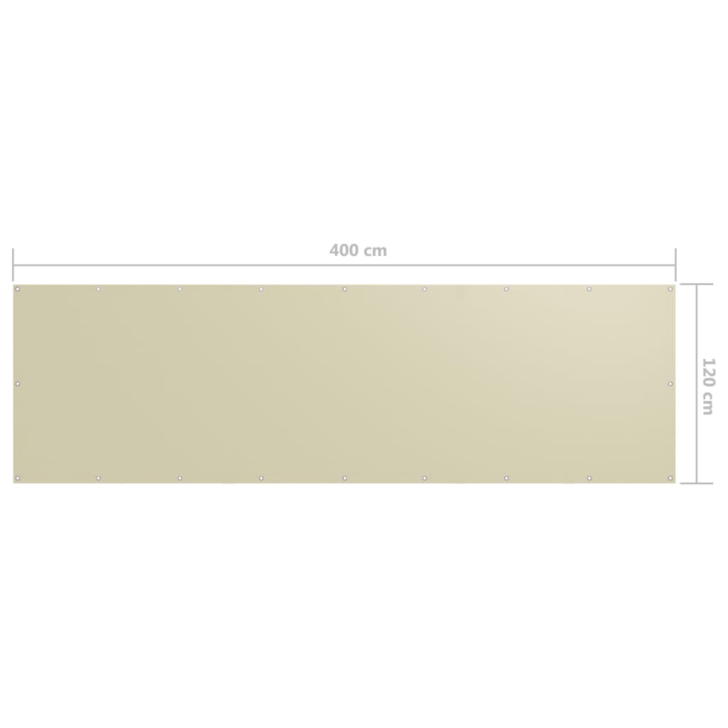 Paravento da Balcone Crema 120x400 cm in Tessuto Oxford | homemem39