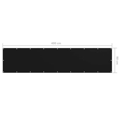 Paravento Balcone Nero 90x400 cm in Tessuto Oxford