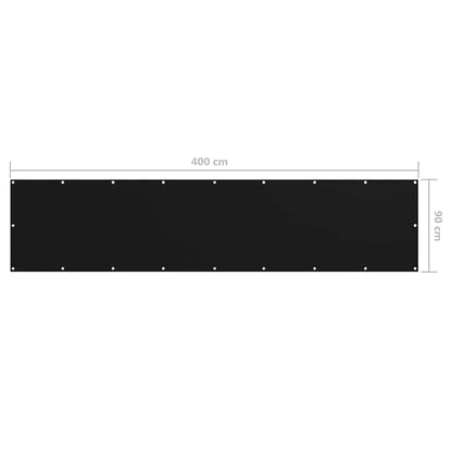 Paravento Balcone Nero 90x400 cm in Tessuto Oxford