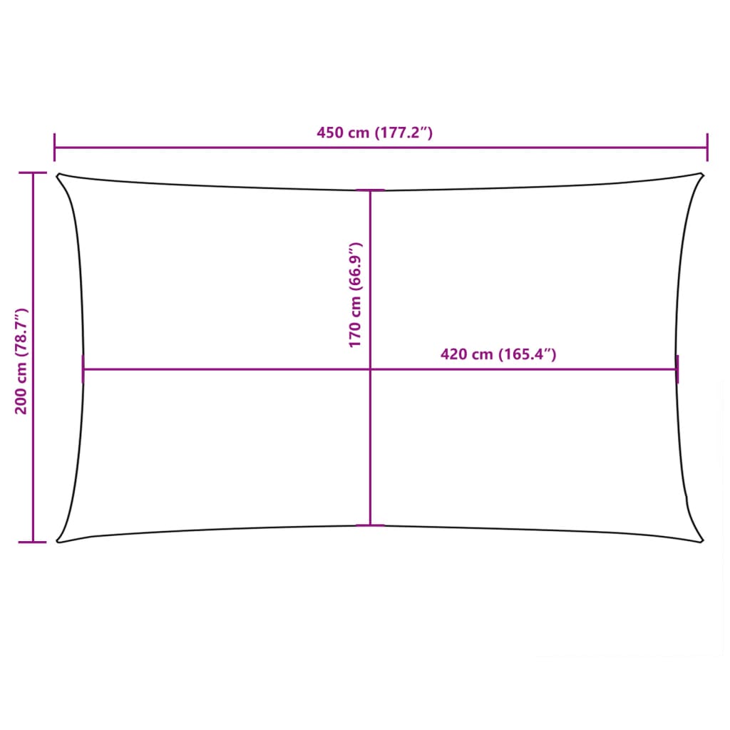 Parasole a Vela Oxford Rettangolare 2x4,5 m Antracite