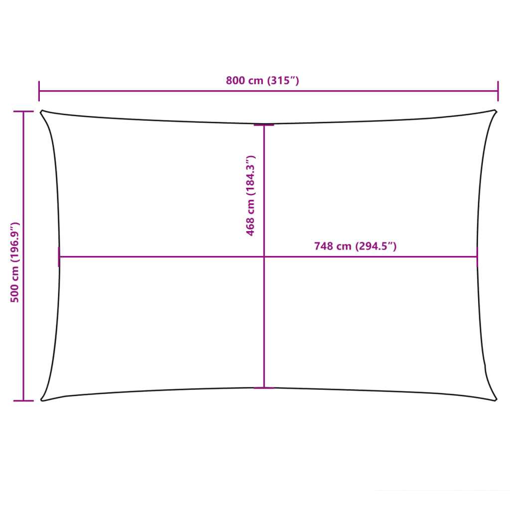 Parasole a Vela Oxford Rettangolare 5x8 m Antracite