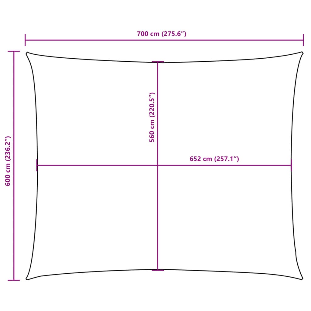 Parasole a Vela Oxford Rettangolare 6x7 m Antracite