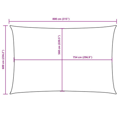 Parasole a Vela Oxford Rettangolare 6x8 m Antracite