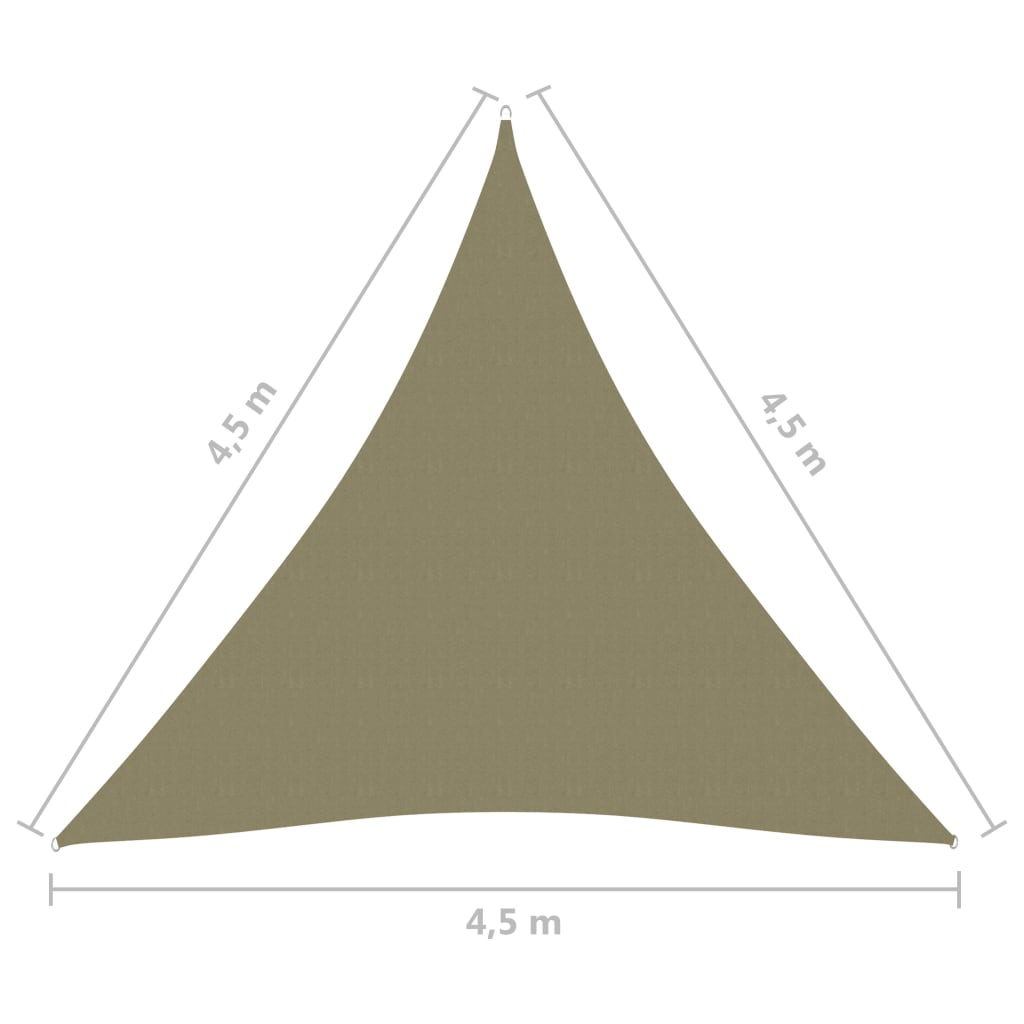 Parasole a Vela Oxford Triangolare 4,5x4,5x4,5 m Beige - homemem39