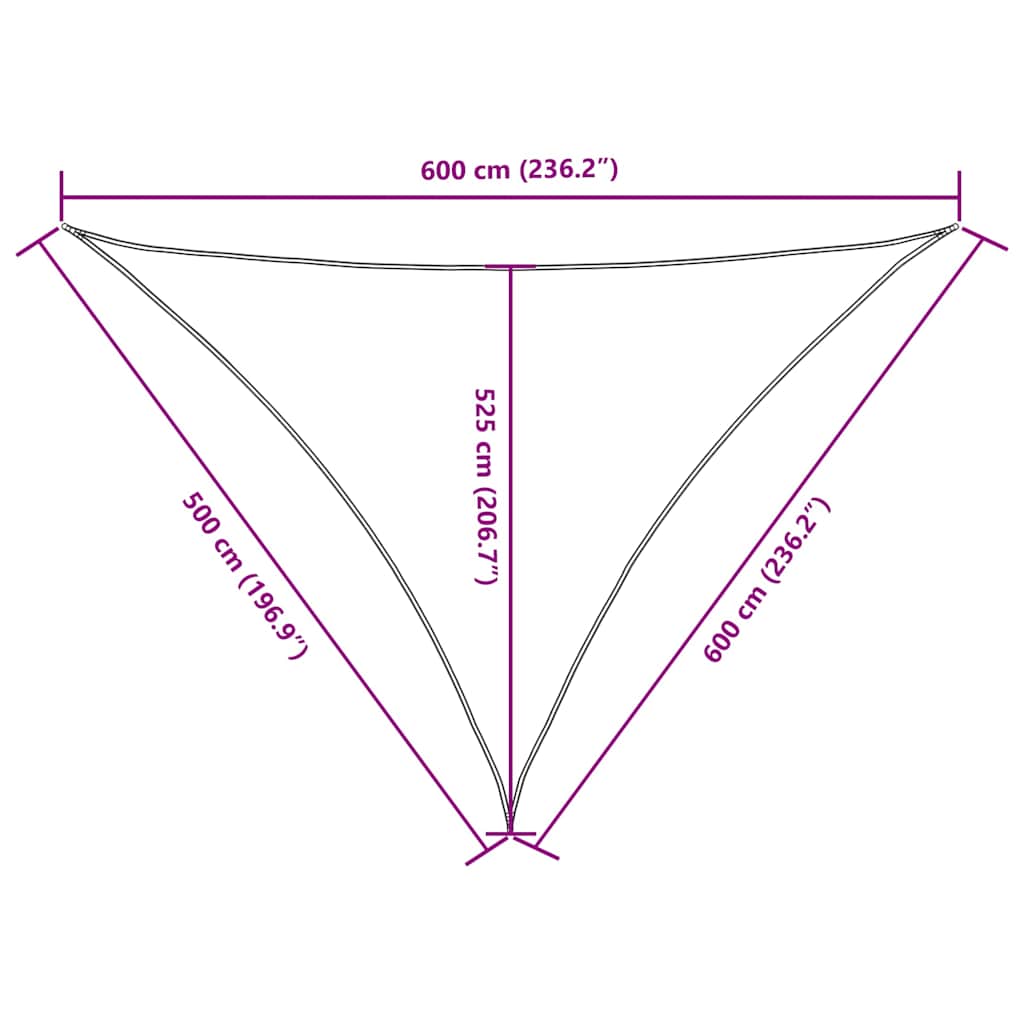 Parasole a Vela Oxford Triangolare 5x6x6 m Beige