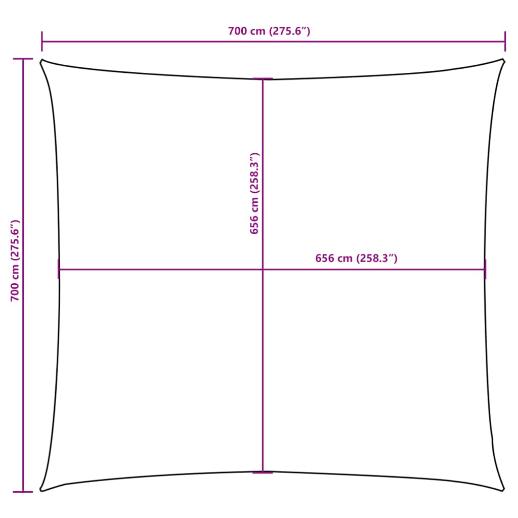 Parasole a Vela in Tela Oxford Quadrata 7x7 m Crema